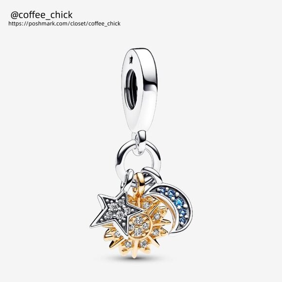 Pandora Two-tone Celestial Triple Dangle Charm|Two-tone - Picture 1 of 2